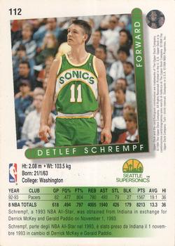 1993-94 Upper Deck Italian #112 Detlef Schrempf Back