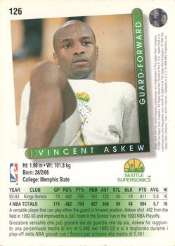 1993-94 Upper Deck Italian #126 Vincent Askew Back