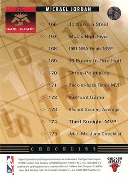 1993-94 Upper Deck Italian #175 Michael Jordan / Mr. June Checklist Back