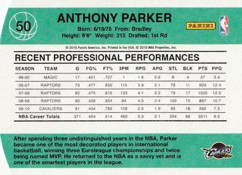 2010-11 Donruss - Die Cuts Emerald #50 Anthony Parker Back