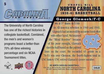 2010-11 Upper Deck North Carolina Tar Heels #5 George Glamack Back
