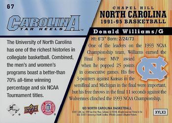 2010-11 Upper Deck North Carolina Tar Heels #67 Donald Williams Back