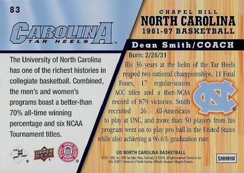 2010-11 Upper Deck North Carolina Tar Heels #83 Dean Smith Back