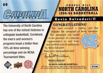 2010-11 Upper Deck North Carolina Tar Heels - Autographs #69 Kevin Salvadori Back