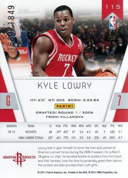 2010-11 Panini Totally Certified #115 Kyle Lowry Back