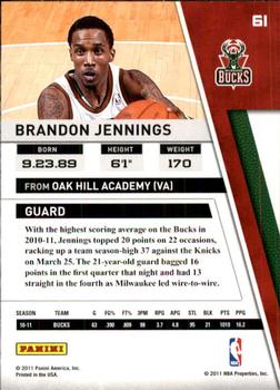 2010-11 Panini Season Update #61 Brandon Jennings Back
