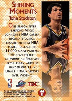 1996-97 Stadium Club - Shining Moments #SM5 John Stockton Back