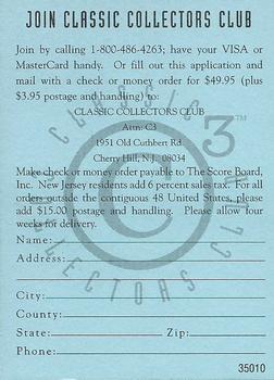 1995 Classic Rookies #NNO 1995 Collectors Club Membership Application Back