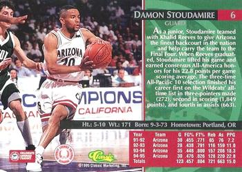 1995 Classic Rookies #6 Damon Stoudamire Back