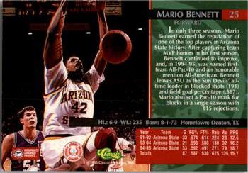 1995 Classic Rookies #25 Mario Bennett Back