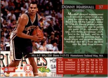 1995 Classic Rookies #37 Donny Marshall Back