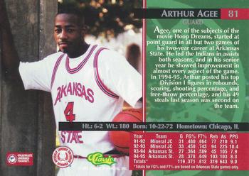 1995 Classic Rookies #81 Arthur Agee Back