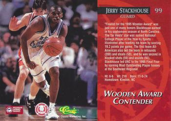 1995 Classic Rookies #99 Jerry Stackhouse Back