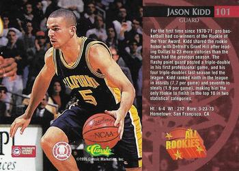 1995 Classic Rookies #101 Jason Kidd Back