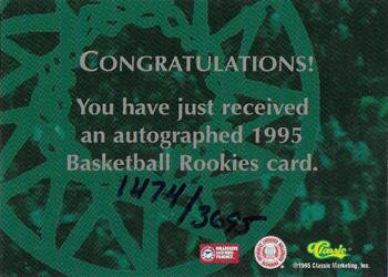 1995 Classic Rookies - Autographs #NNO Michael Finley Back