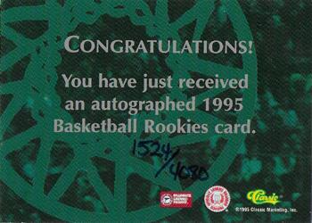 1995 Classic Rookies - Autographs #NNO Andrew DeClercq Back