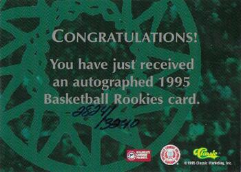 1995 Classic Rookies - Autographs #NNO George Banks Back