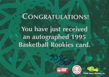 1995 Classic Rookies - Autographs #NNO Donald Williams Back