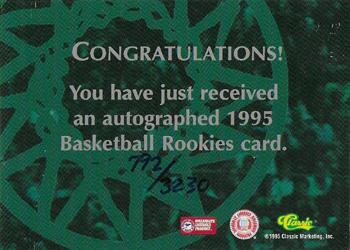 1995 Classic Rookies - Autographs #NNO Bernard Blunt Back