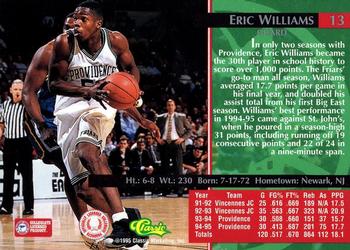 1995 Classic Rookies - Silver Foil #13 Eric Williams Back