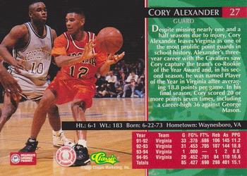 1995 Classic Rookies - Silver Foil #27 Cory Alexander Back