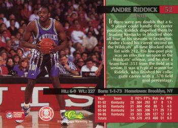 1995 Classic Rookies - Silver Foil #52 Andre Riddick Back