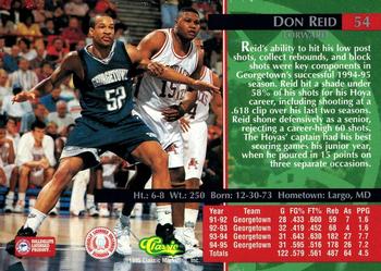 1995 Classic Rookies - Silver Foil #54 Don Reid Back