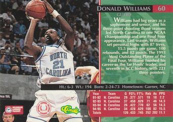 1995 Classic Rookies - Silver Foil #60 Donald Williams Back