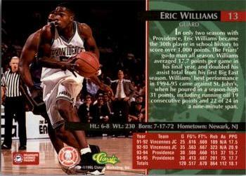 1995 Classic Rookies - Printer's Proofs #13 Eric Williams Back
