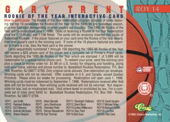 1995 Classic Rookies - Rookie of the Year Interactives #ROY 14 Gary Trent Back