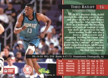 1995 Classic Rookies - Autograph Edition #16 Theo Ratliff Back