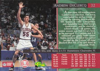 1995 Classic Rookies - Autograph Edition #32 Andrew DeClercq Back