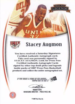 2007-08 Press Pass Legends - Saturday Signatures #NNO Stacey Augmon Back