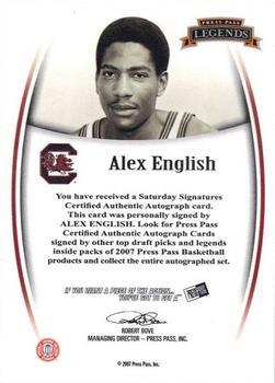 2007-08 Press Pass Legends - Saturday Signatures #NNO Alex English Back