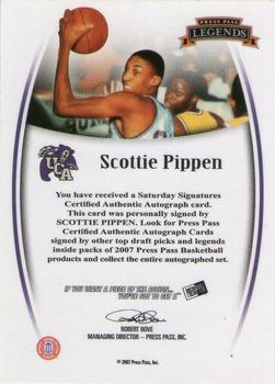 2007-08 Press Pass Legends - Saturday Signatures #NNO Scottie Pippen Back