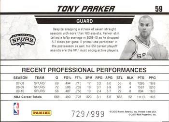 2010-11 Donruss - Production Line #59 Tony Parker Back