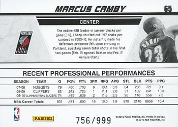 2010-11 Donruss - Production Line #65 Marcus Camby Back