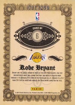 2010-11 Panini Gold Standard - 24-Karat Kobe #6 Kobe Bryant Back