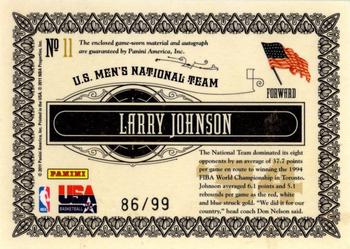 2010-11 Panini Gold Standard - Gold Medalists Materials Signatures #11 Larry Johnson Back