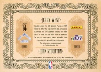 2010-11 Panini Gold Standard - Golden Anniversary Signatures Dual #14 Jerry West / John Stockton Back