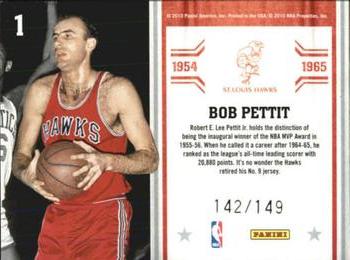 2010-11 Panini Limited - Retired Numbers #1 Bob Pettit Back