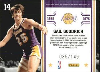 2010-11 Panini Limited - Retired Numbers #14 Gail Goodrich Back