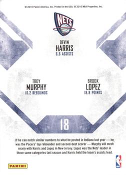 2010-11 Panini Rookies & Stars - Team Leaders #18 Troy Murphy / Devin Harris / Brook Lopez Back