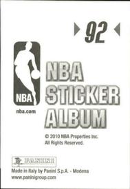 2010-11 Panini Stickers #92 Roy Hibbert Back