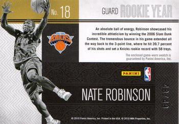 2010-11 Panini Timeless Treasures - Rookie Year Materials #18 Nate Robinson Back