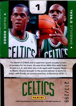 2010-11 Playoff Contenders Patches - One-Two Punch Die Cuts Silver #1 Rajon Rondo / Shaquille O'Neal Back