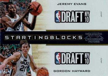 2010-11 Playoff Contenders Patches - Starting Blocks #13 Jeremy Evans / Gordon Hayward Front