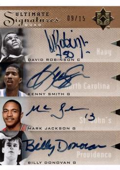 2010-11 Upper Deck Ultimate Collection - Ultimate Signatures Quad #1987 David Robinson / Kenny Smith / Mark Jackson / Billy Donovan Front