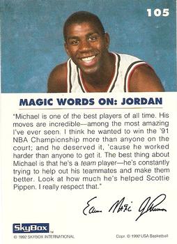 1992 SkyBox USA #105 Magic on Jordan Back