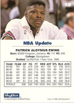 1992 SkyBox USA #19 Patrick Ewing Back